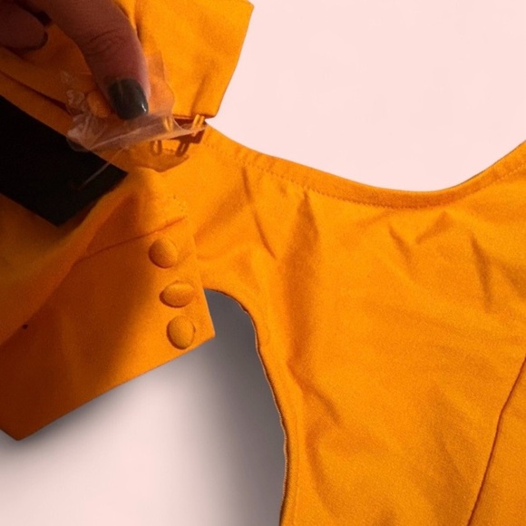 h:ours NWT Antonella Cut-Out Long Sleeve Mini Dress – Bright Orange – Size M - Picture 8 of 11